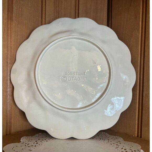 Vintage Otagiri Ironstone Ceramic Majolica Luncheon Plate Fruit Apples Pears - Picture 2 of 4